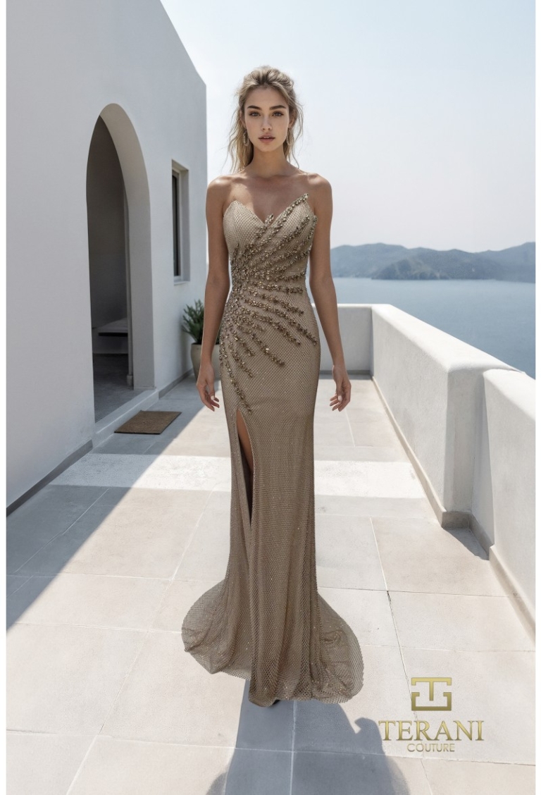 Rochie eveniment model p6079 bej taupe