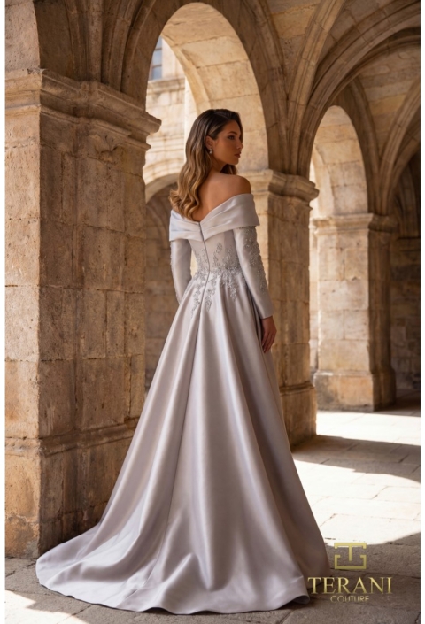 Rochie eveniment model M7315 taupe argintiu