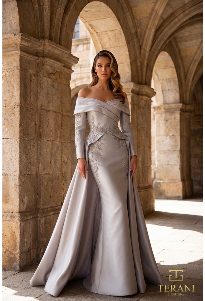 Rochie eveniment model M7315 taupe argintiu